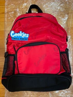 Cookies Luxe Satin "Smell Proof" Red Backpack Unisex Streetwear